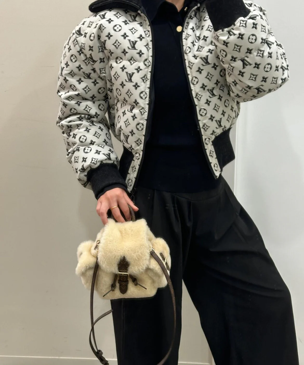 Рюкзак LV-m11919-nano-teddy из овечьей шерсти - белый