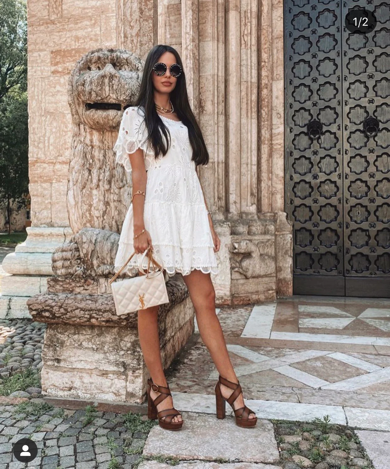 Сумка YSL-Becky из овечьей кожи с ромбовидной стёжкой и цепочкой