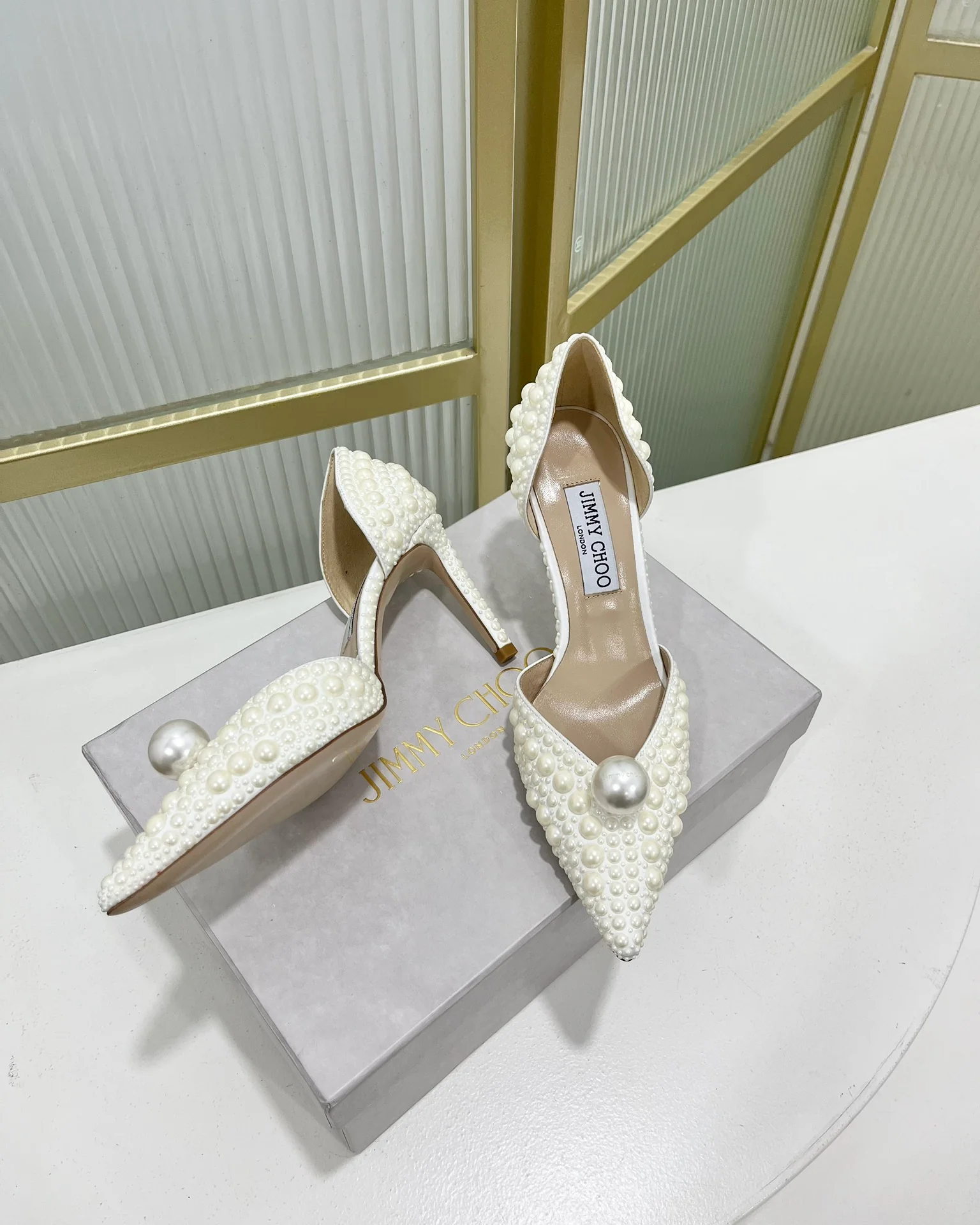 Сандалии Jimmy Retro Pearl Series Flat Sandals - 10 см - белые