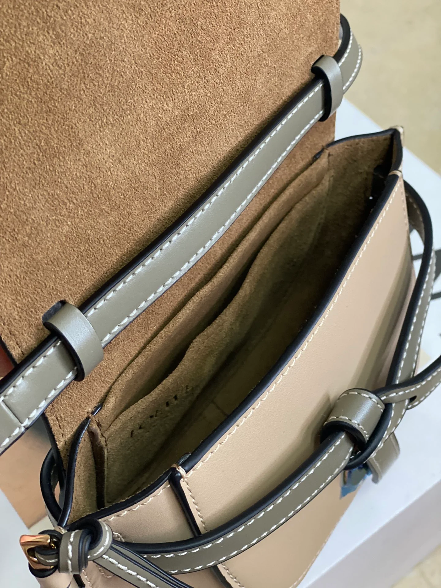 Loewe-gate-dual-milk-gray and green-panel mini