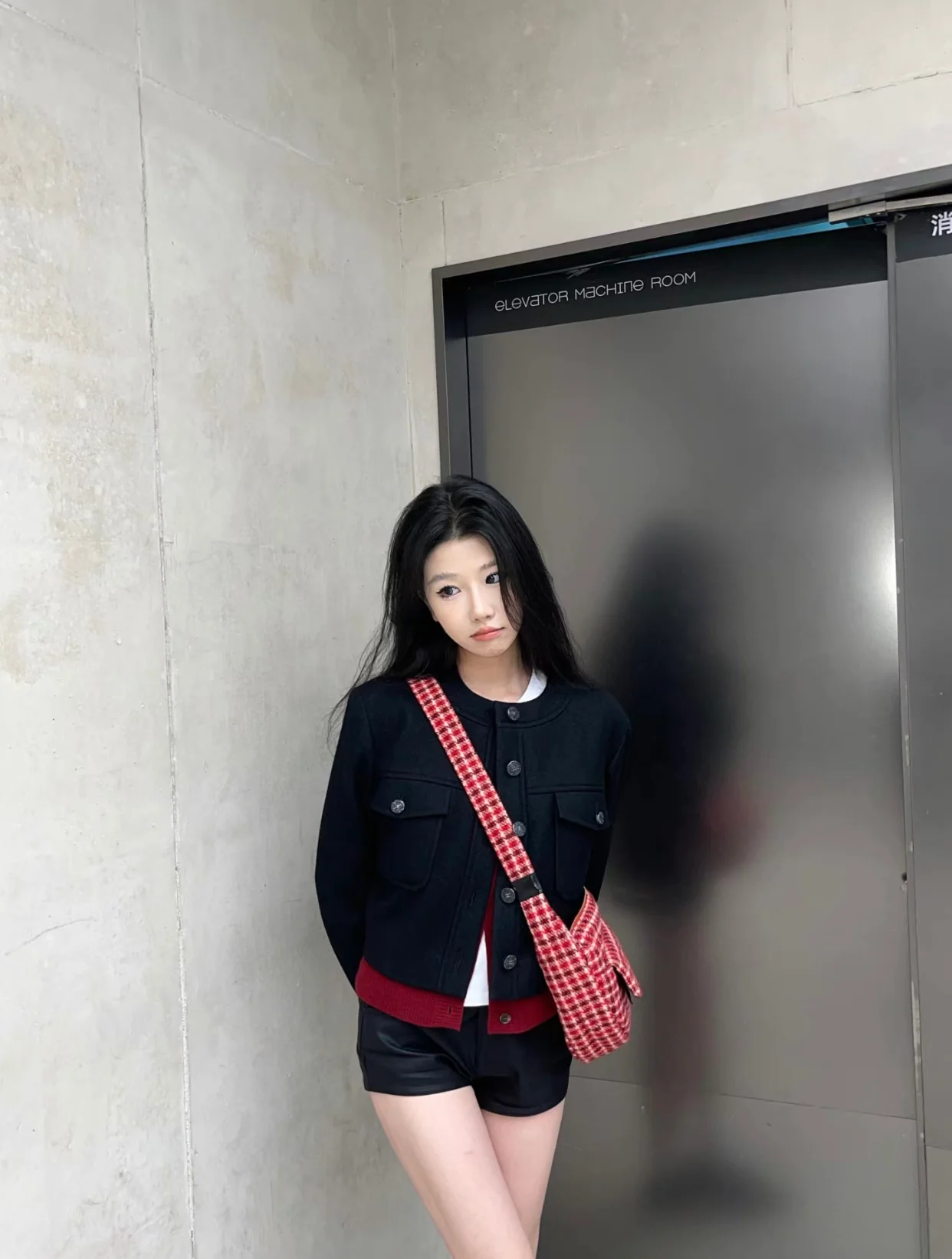 Сумка-хобо Chanel-Plover в красную клетку, полумесяц