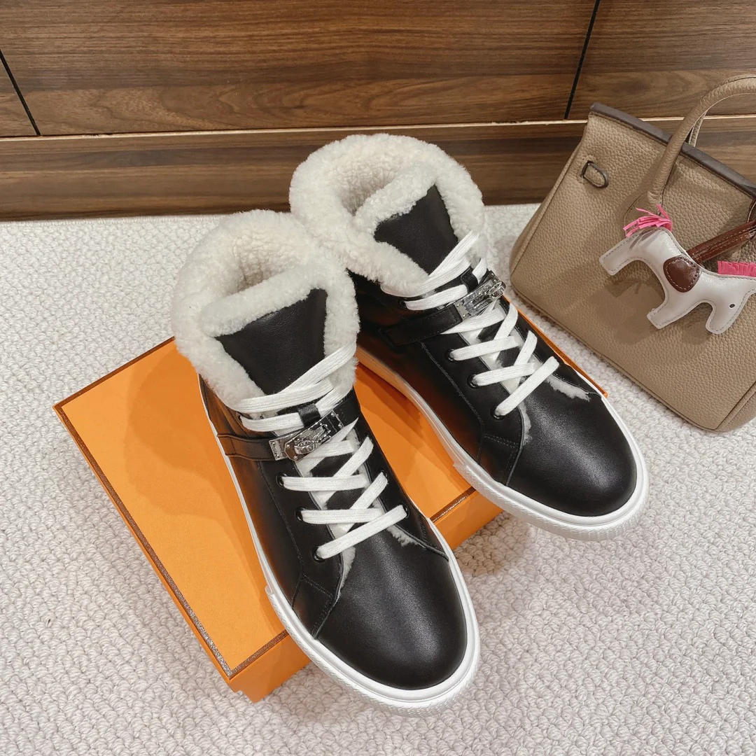 Высокие шерстяные кроссовки Hermes Kelly - унисекс - черные