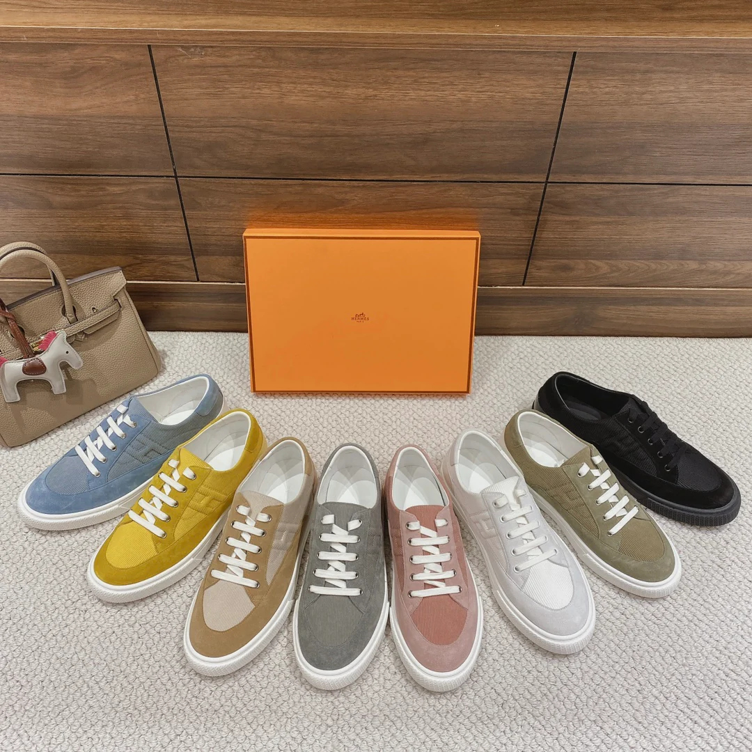 Весенняя коллекция Hermes 2022 — Белые повседневные кроссовки — Унисекс — Розовые