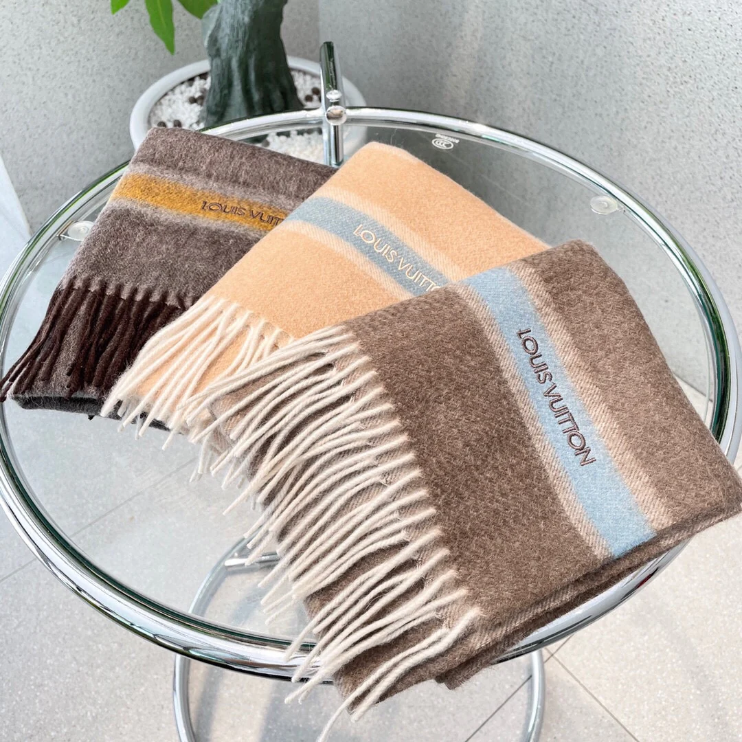 LV - Шарф из чистого кашемира - 180 см - 32 см - Коричневый