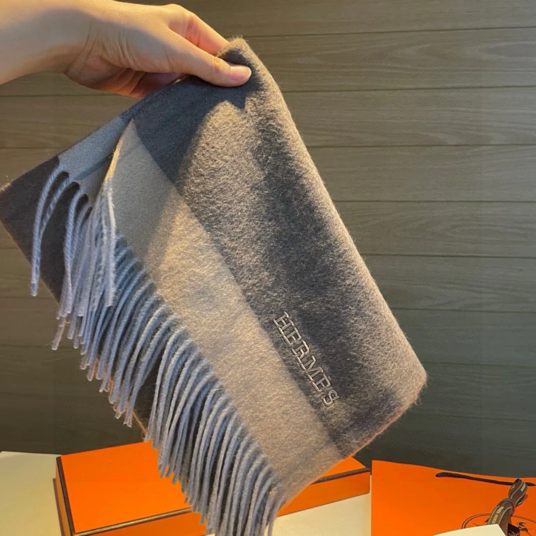 Мужской шарф Hermes Water Ripple 2024 - 30-180 - коричневый