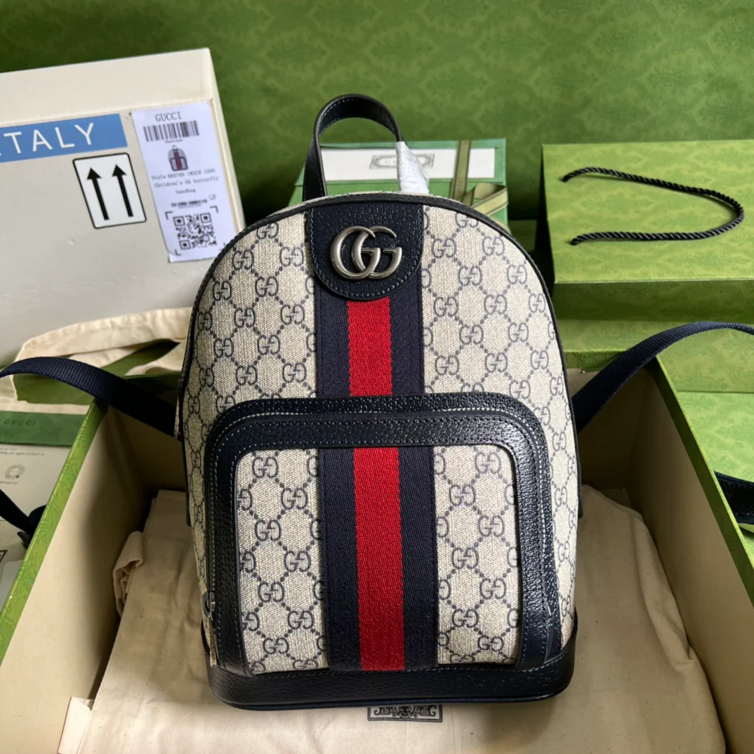 Рюкзак Gucci Ophidia Monogram из синей кожи - 23x29x14 см - синий