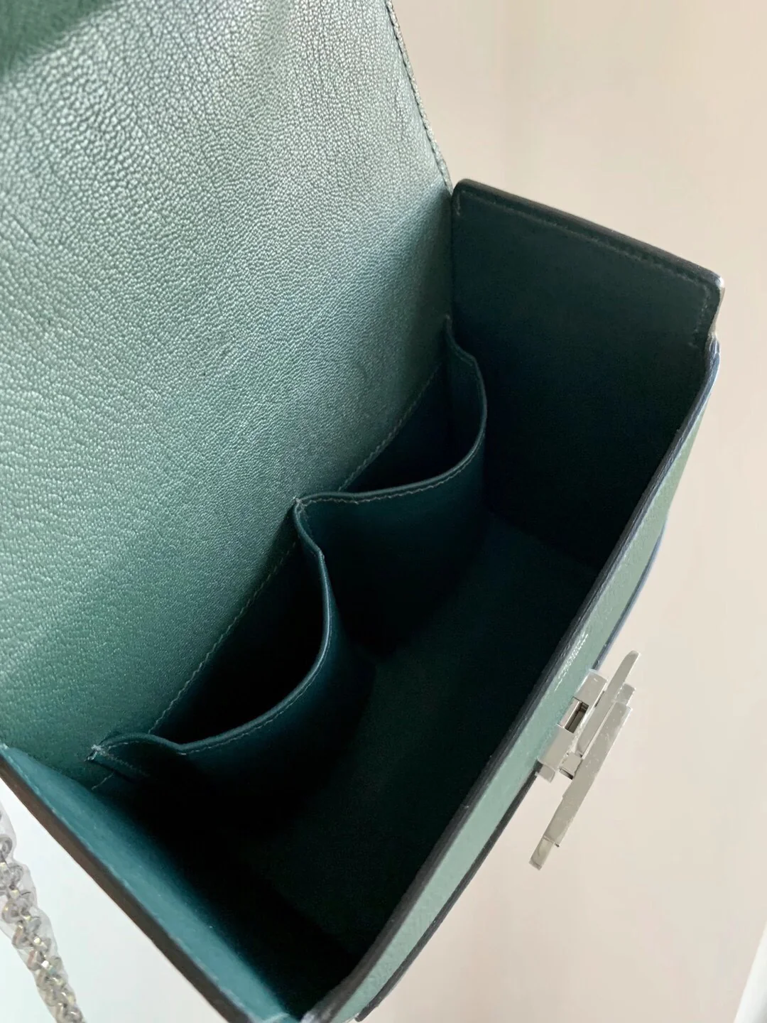 Hermes Cinhetic 24 Chevre Pine Green Silver Buckle