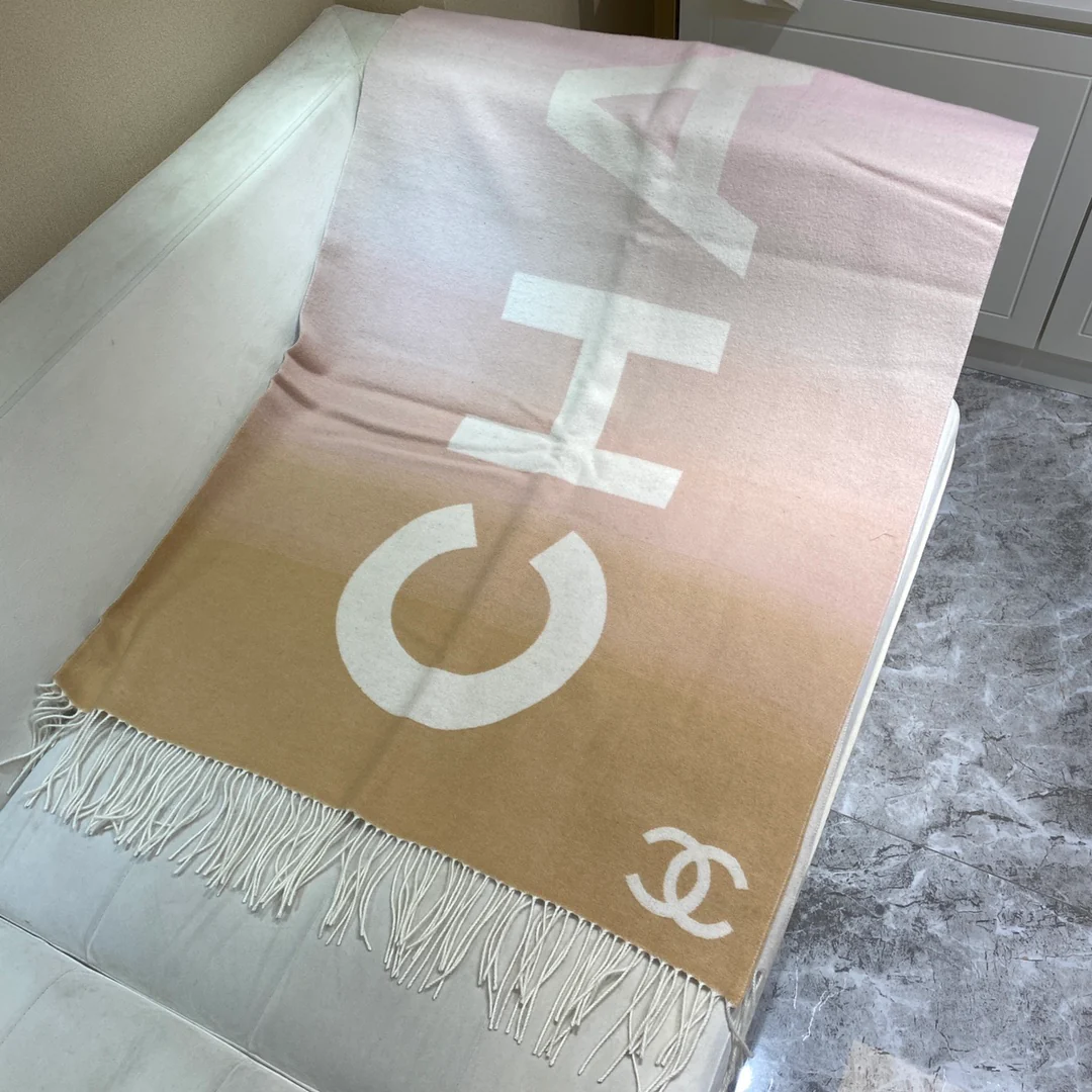 Шарф Chanel из шерсти и кашемира - 70 см x 200 см - абрикосовый