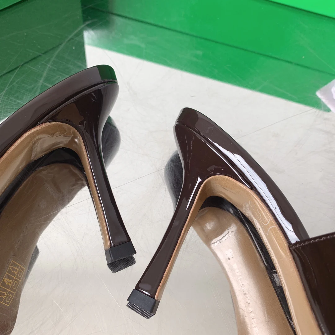 Bottega Veneta - Туфли на шпильке с квадратным носком - Мюли на высоком каблуке - Темно-коричневые