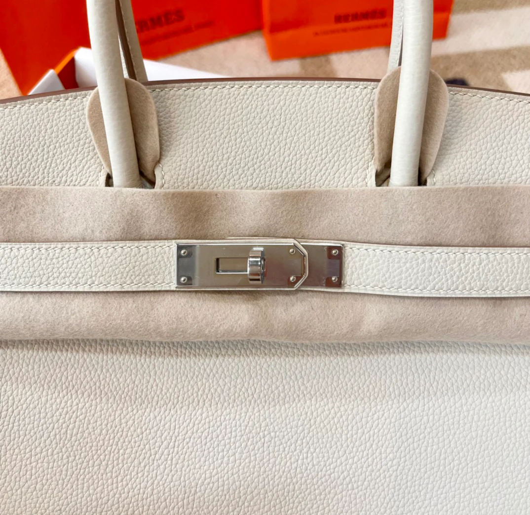 Hermes Birkin 30 Togo Milkshake White Silver Buckle
