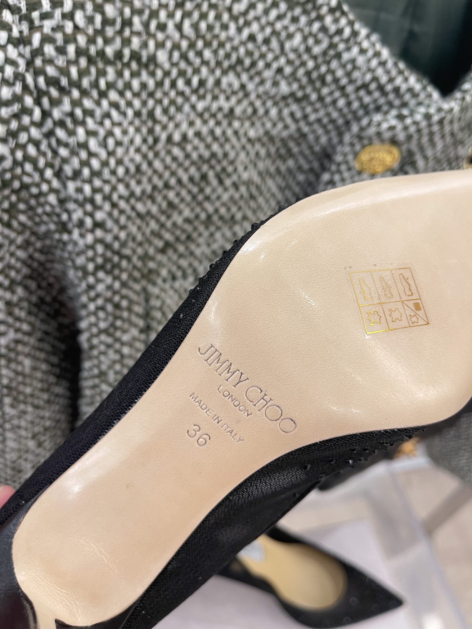 Jimmy - Туфли на высоком каблуке с сетчатой ??отделкой и стразами - Черные