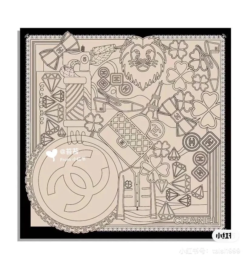 Chanel - Двусторонняя шаль 140 см