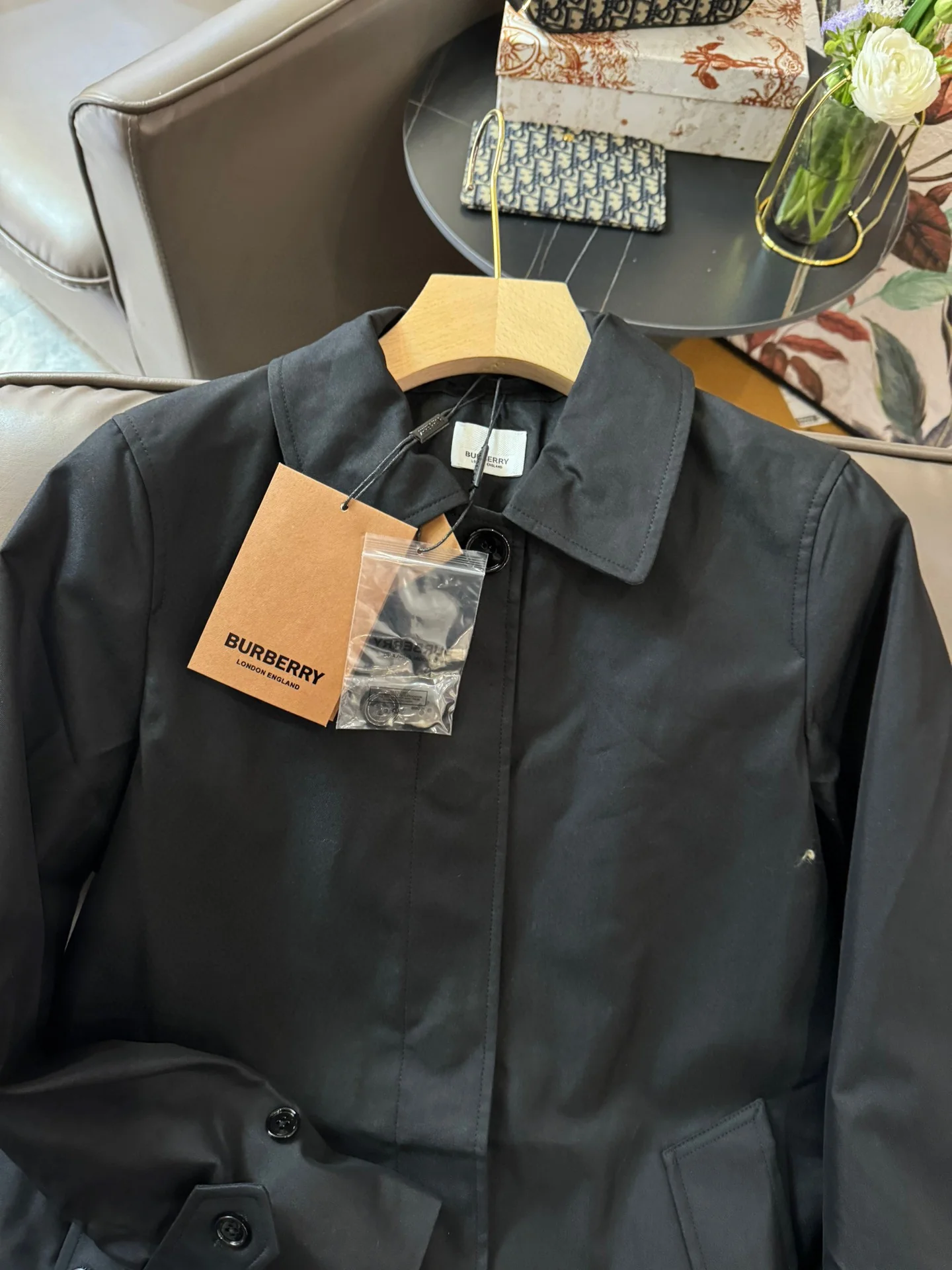 Длинный французский тренч Burberry 2403 - черный