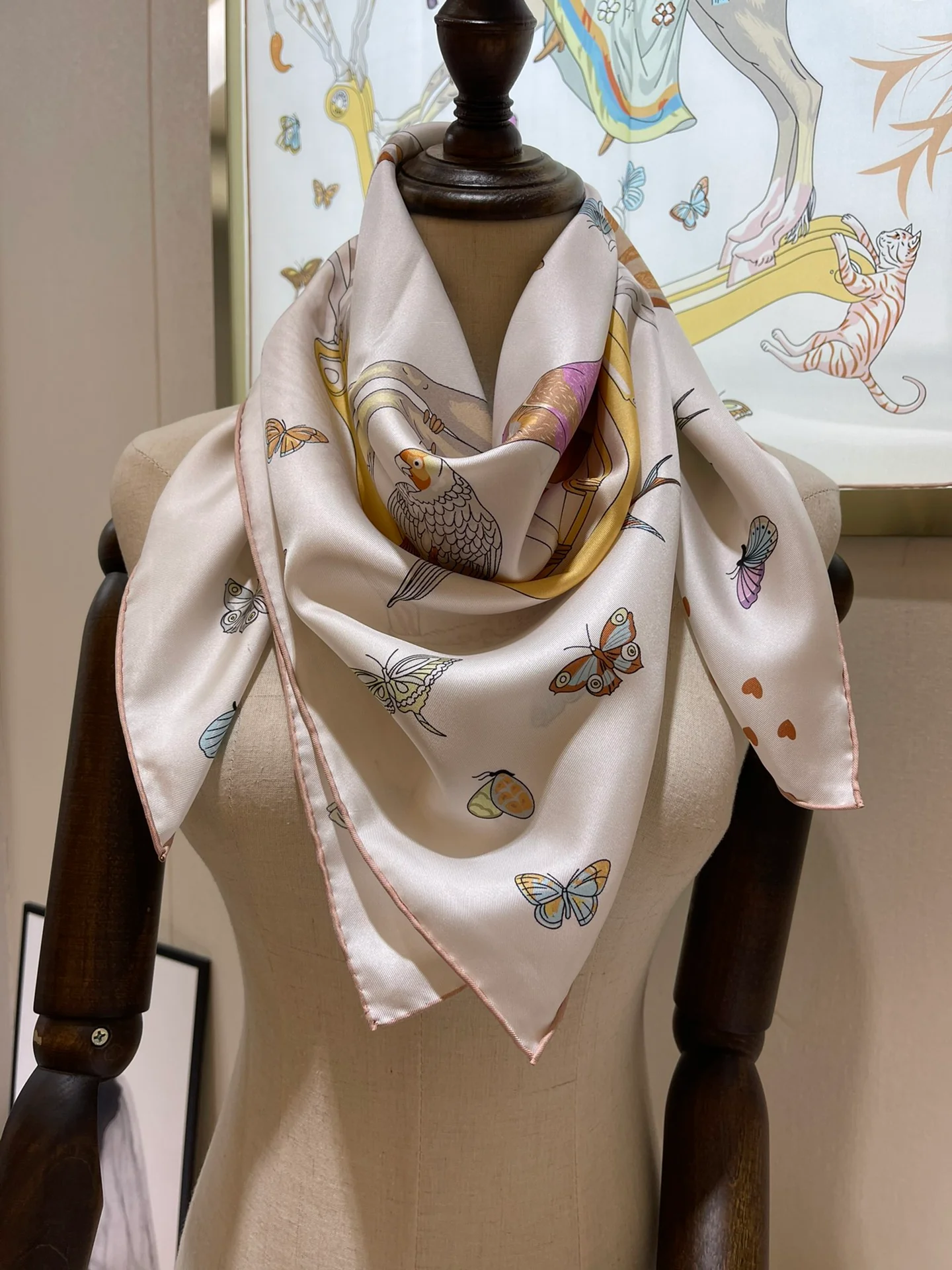 Шелковый шарф Hermes 90 - 100% шелк тутового дерева