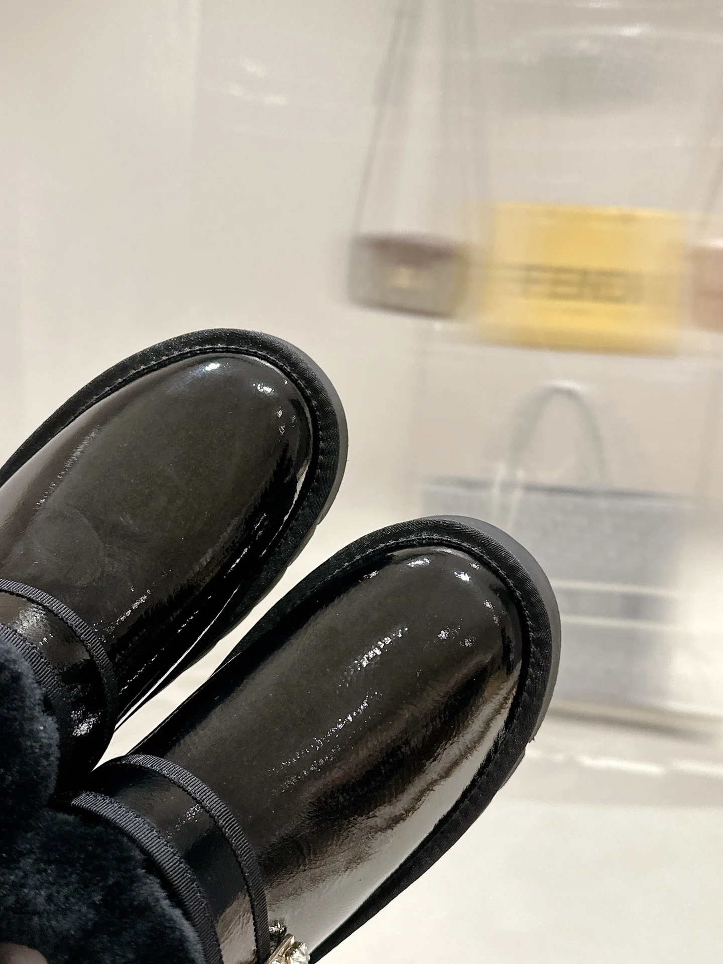 Ботильоны с квадратным носком и пряжкой - 2024 - Кожаные ботильоны - Черные