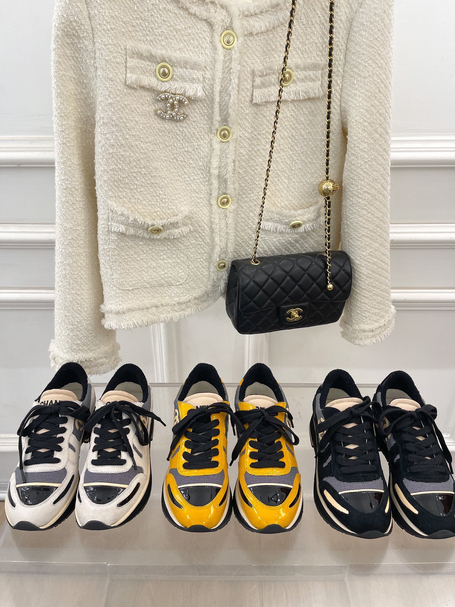 Chanel - Двухцветные повседневные туфли на платформе - Черные