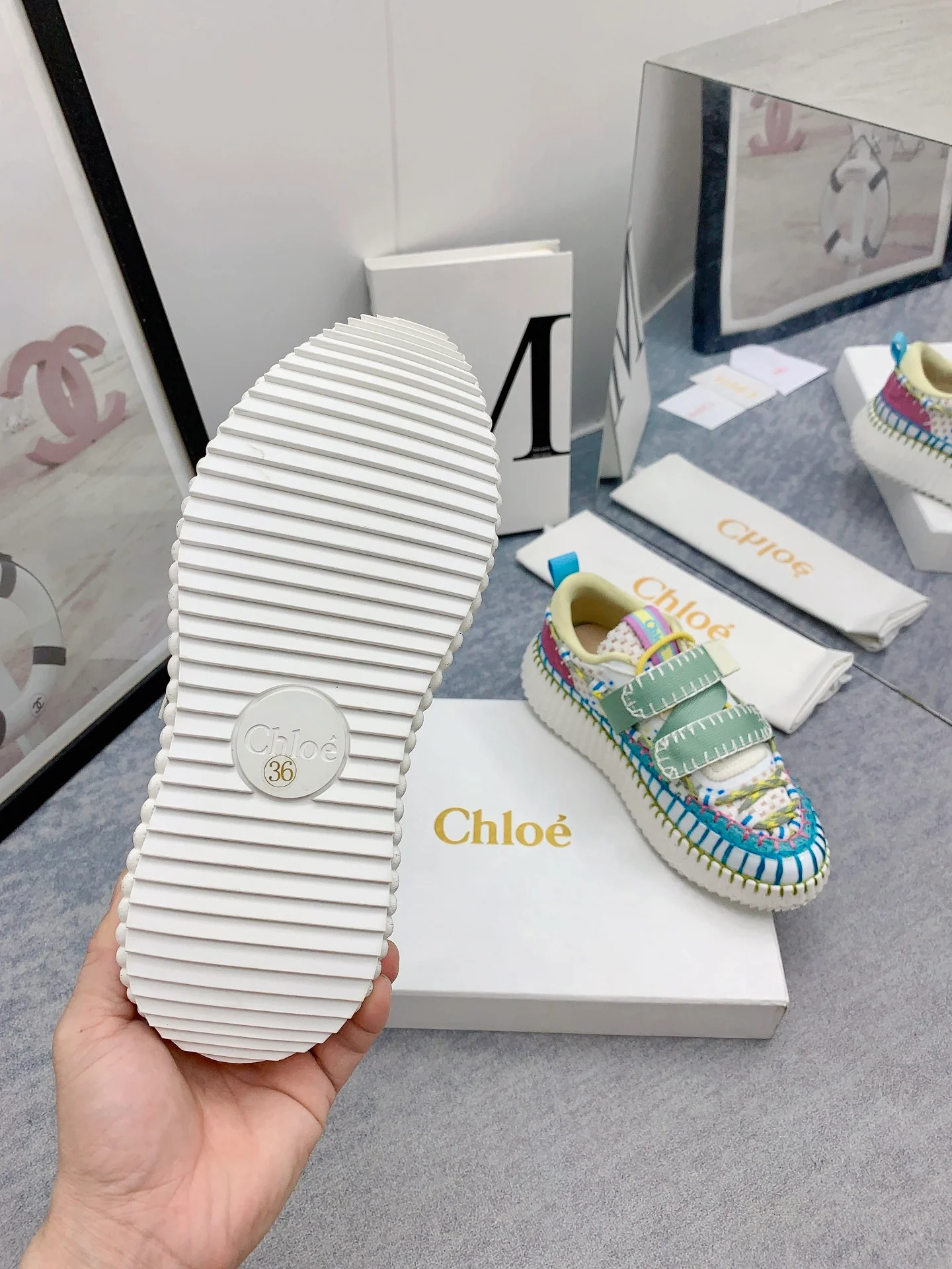 Кроссовки Chloe-nama-sneaker Rainbow Series - Кроссовки на липучках - Сине-зеленые