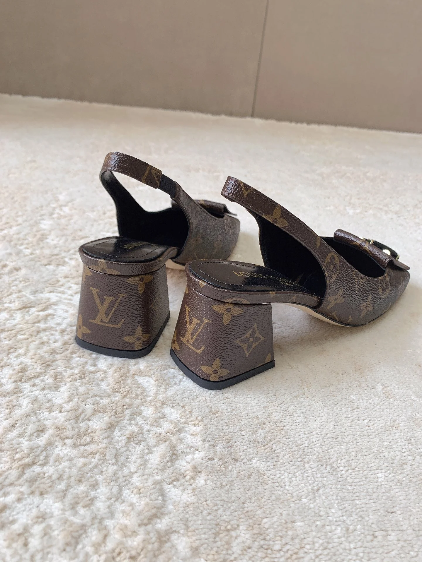 Новинка сезона весна/лето 2023 от LV - Туфли на низком каблуке с закрытым носком - Черный монограммный узор