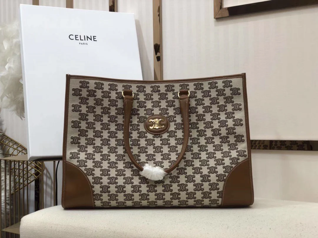 Сумка-тоут Celine e-cabas-triomphe, коричневая.