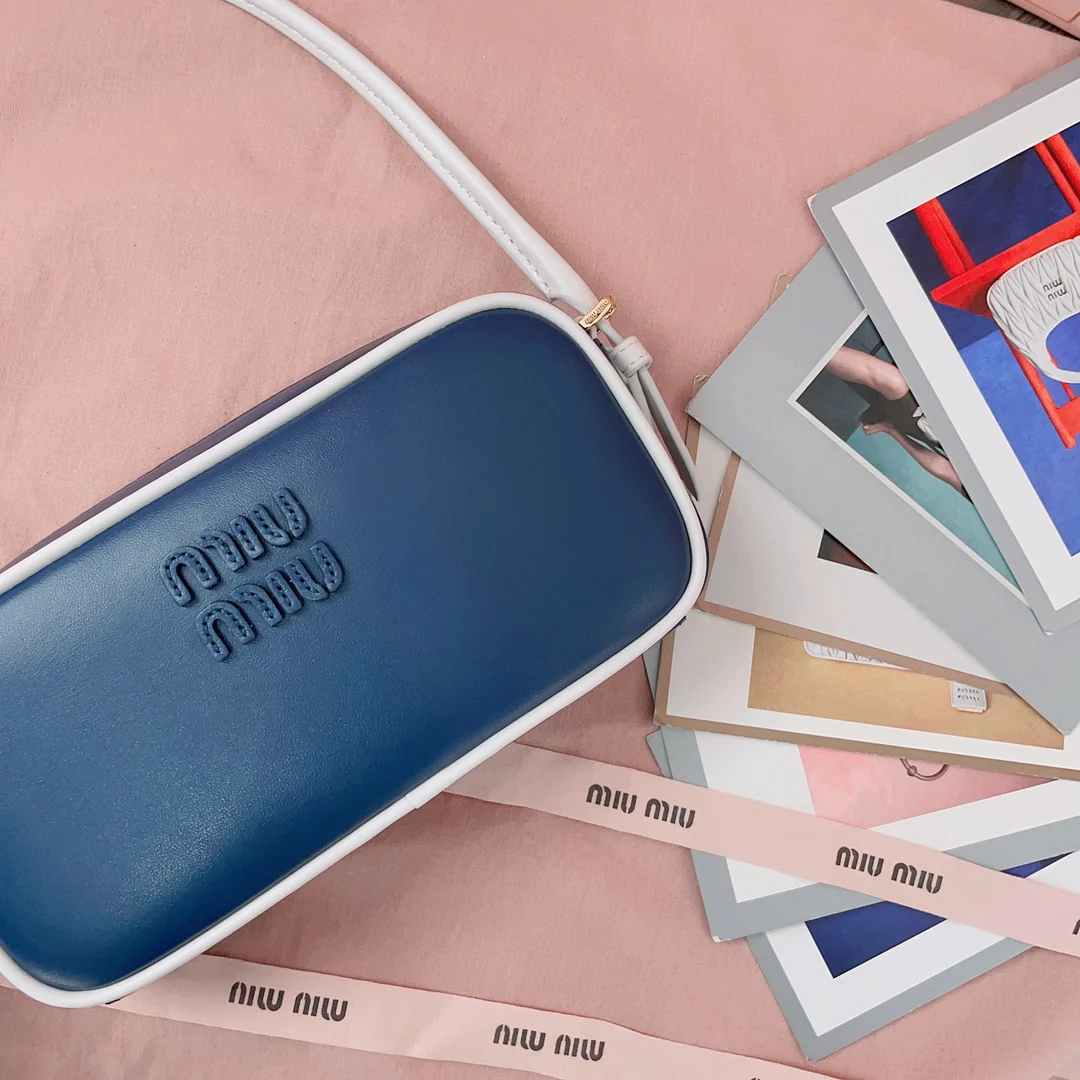 Сумка для маджонга Miu Miu-5ne024 из телячьей кожи, синяя.