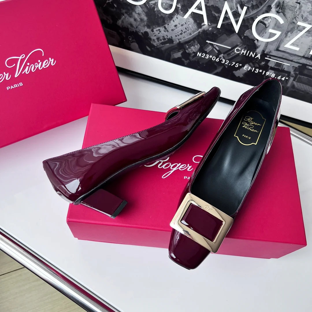 Туфли RV - классический устойчивый каблук - 4-5 см - темно-бордовый цвет