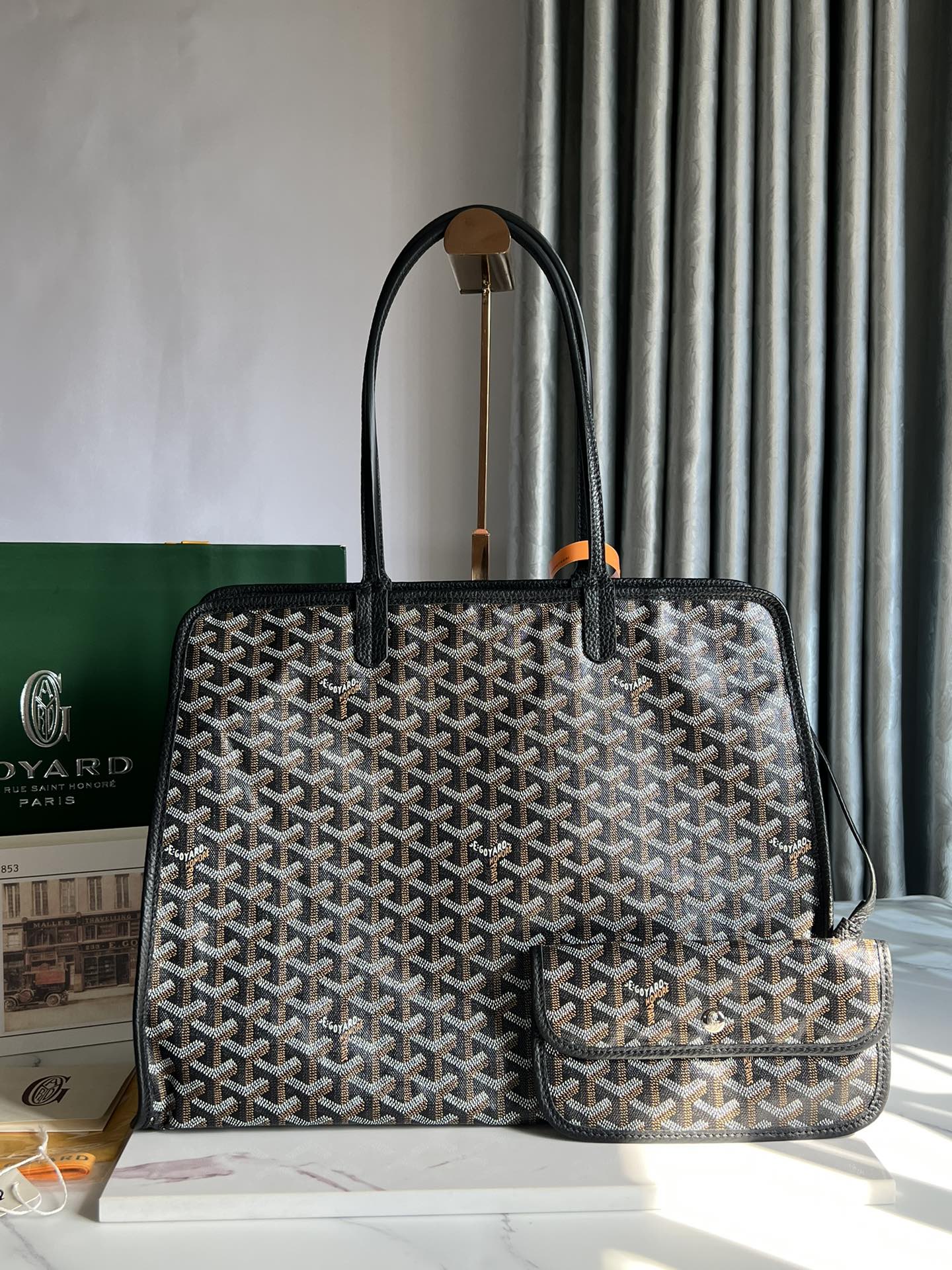 Маленькая складная сумка из парусины Goyard - черная - 1 шт.