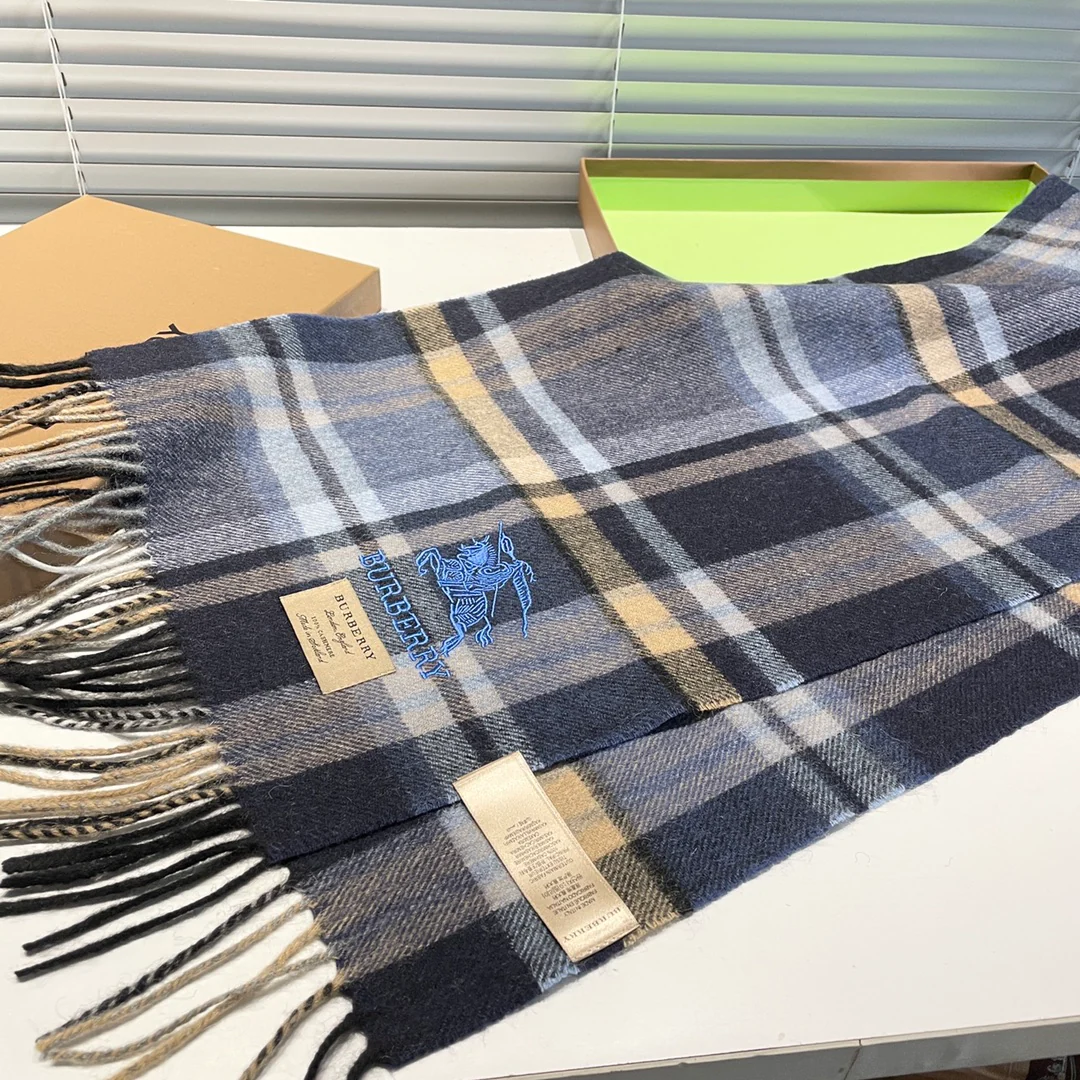 Классический полосатый шарф Burberry - 32 см - 180 см - Кашемир