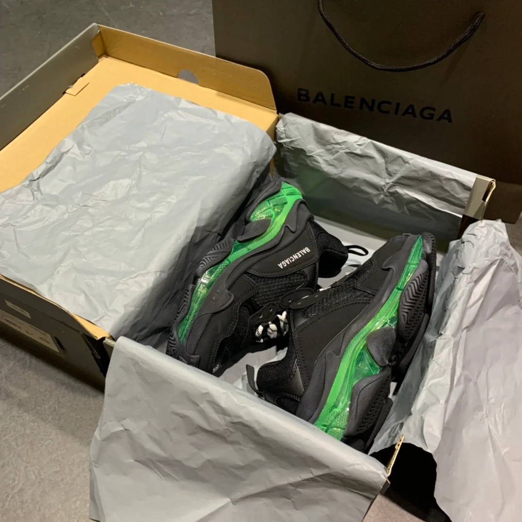 Li Shi - Dad Shoes - Air Cushion Sole - Black and Green