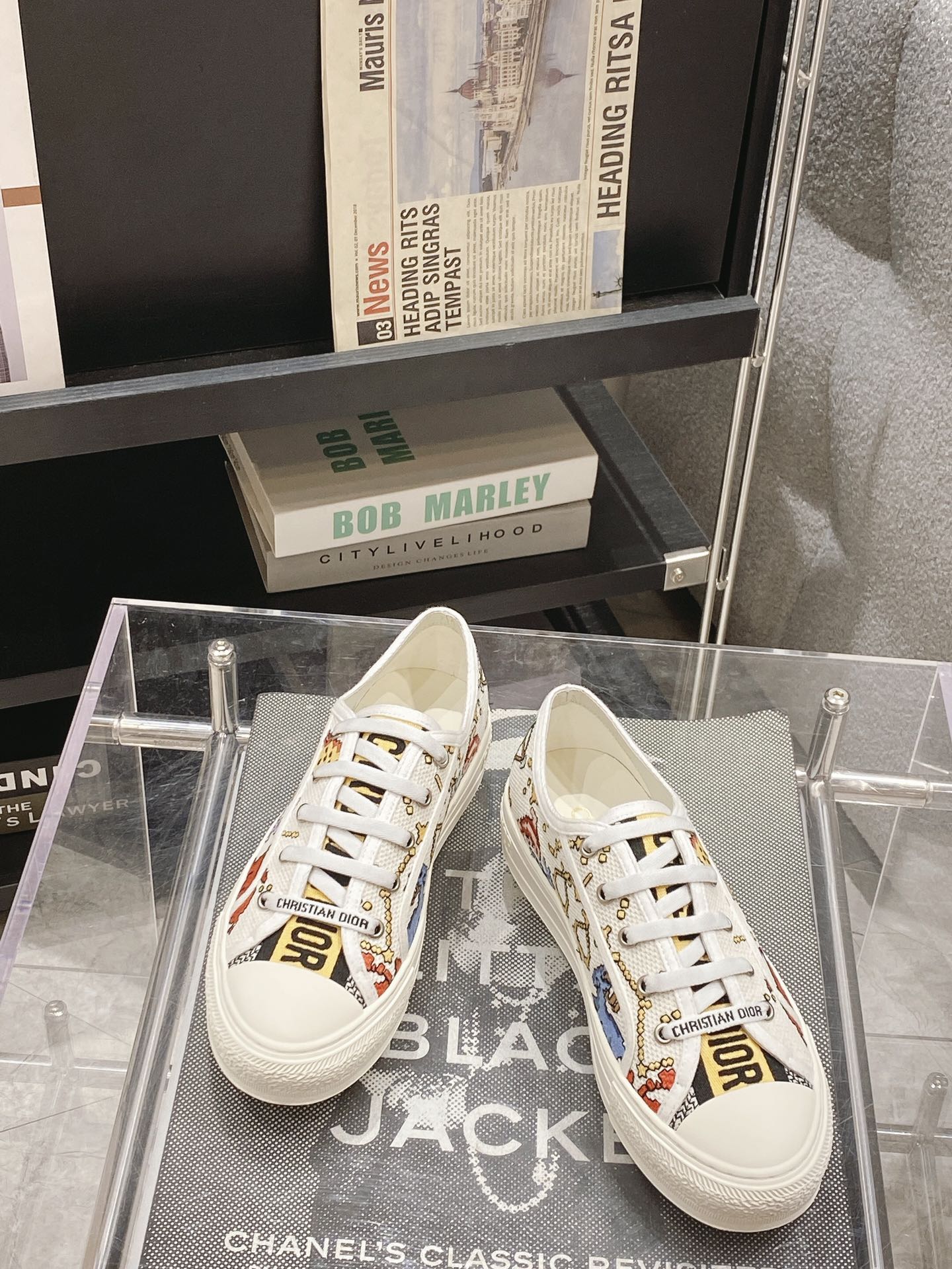 Повседневные балетки Dior Canvas Collection с вышитым каблуком - 3