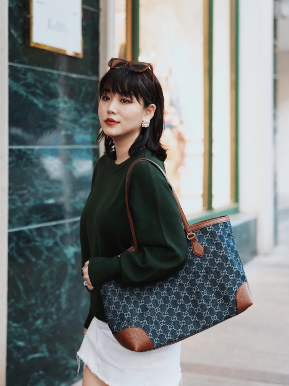 Gucci-丹宁系列托特包-牛仔帆布