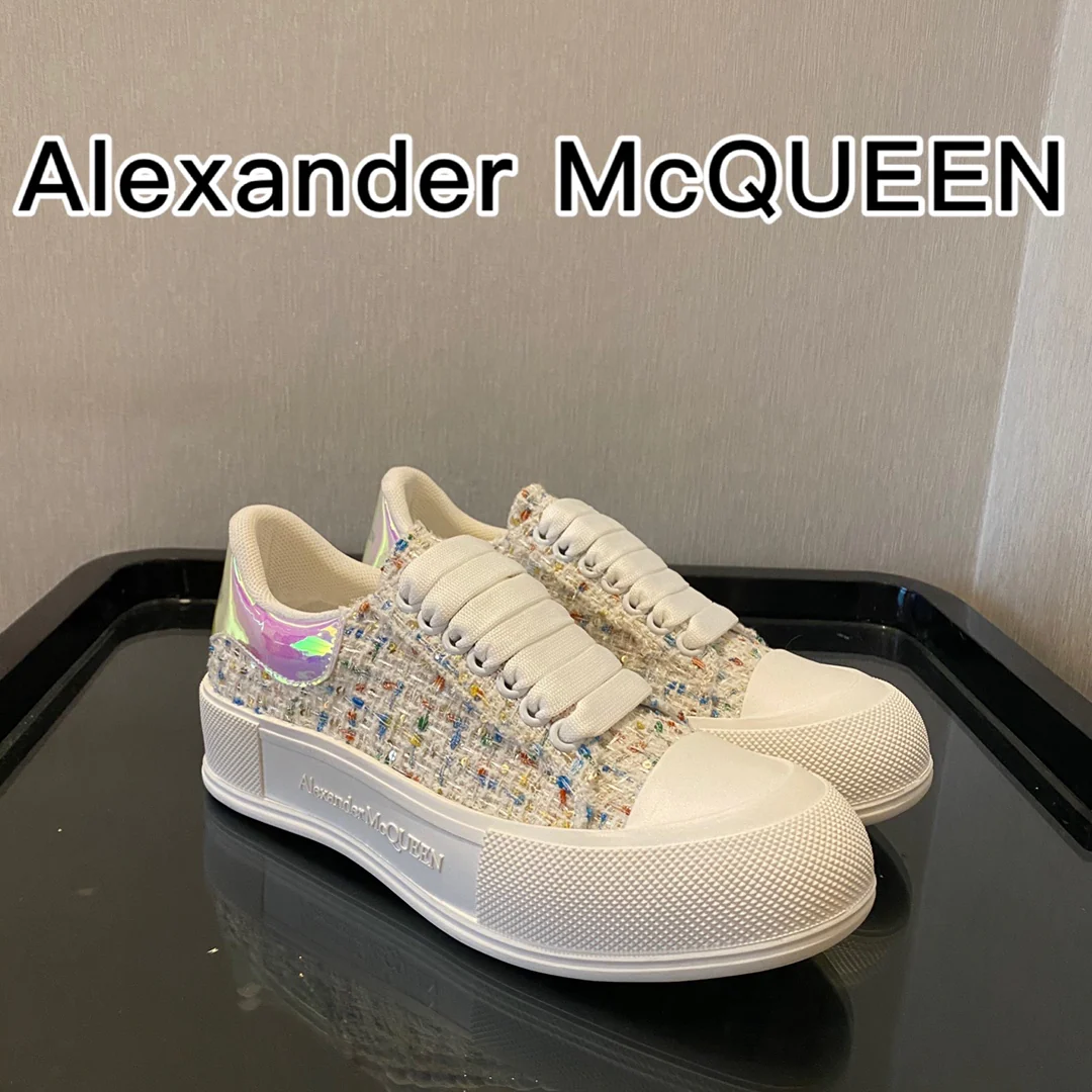 McQueen - Верх из шерсти - Подошва сзади - Кед - Светоотражающие синие и розовые элементы