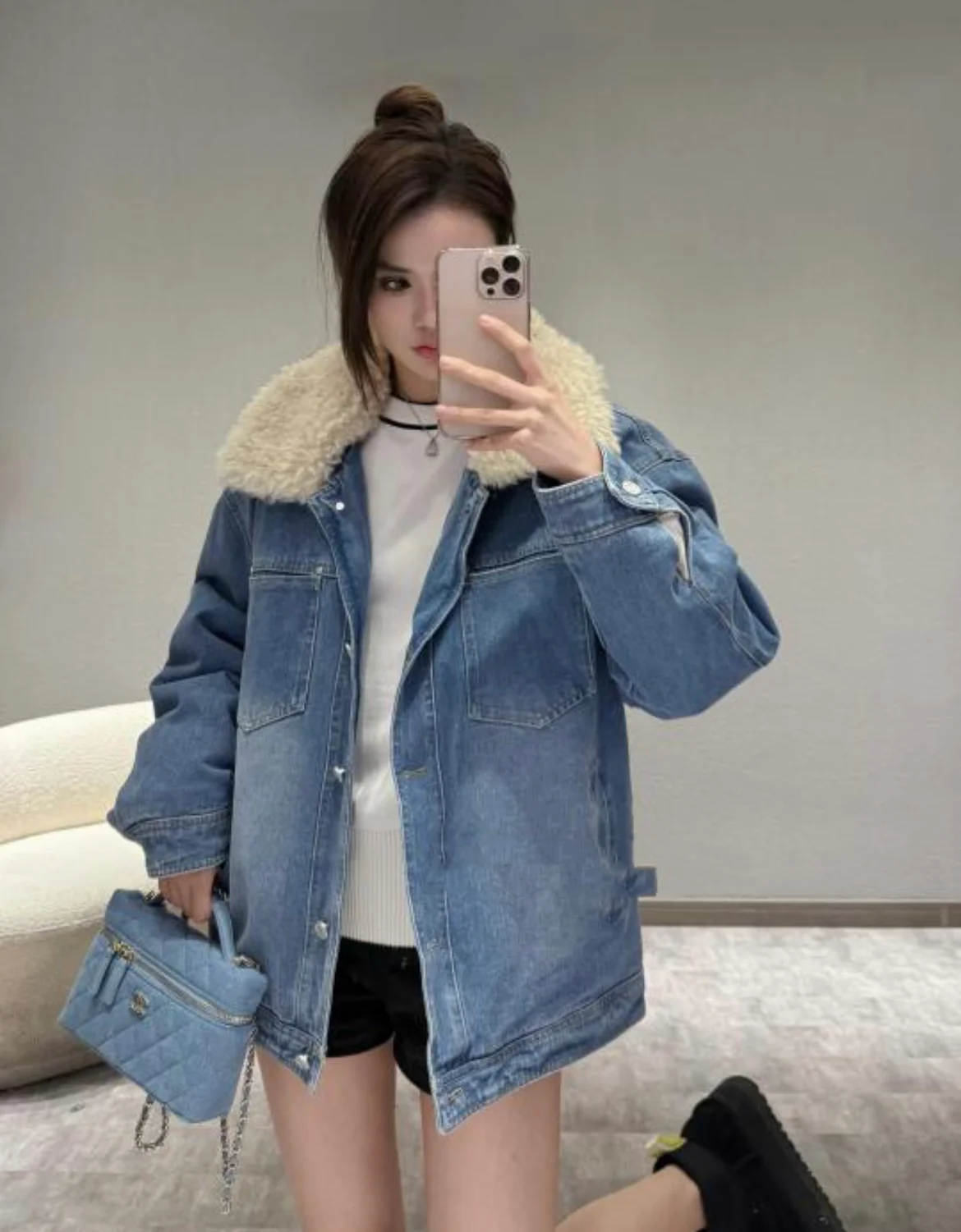 Сумка-органайзер Chanel-LP Denim Bento Bag - светло-голубая