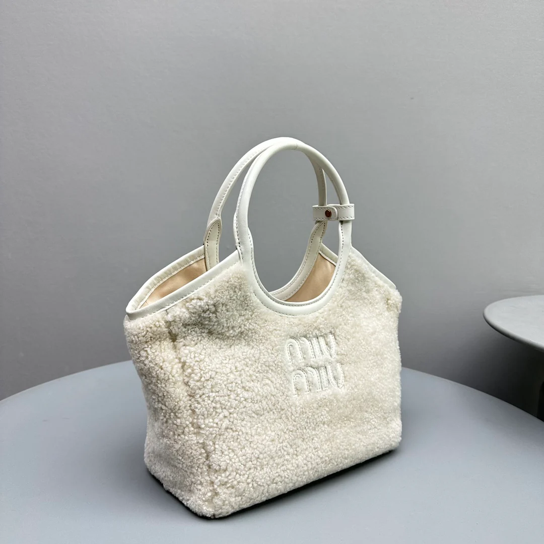 Сумка-тоут Miu Miu Ivy - овечья шерсть - маленькая - белая