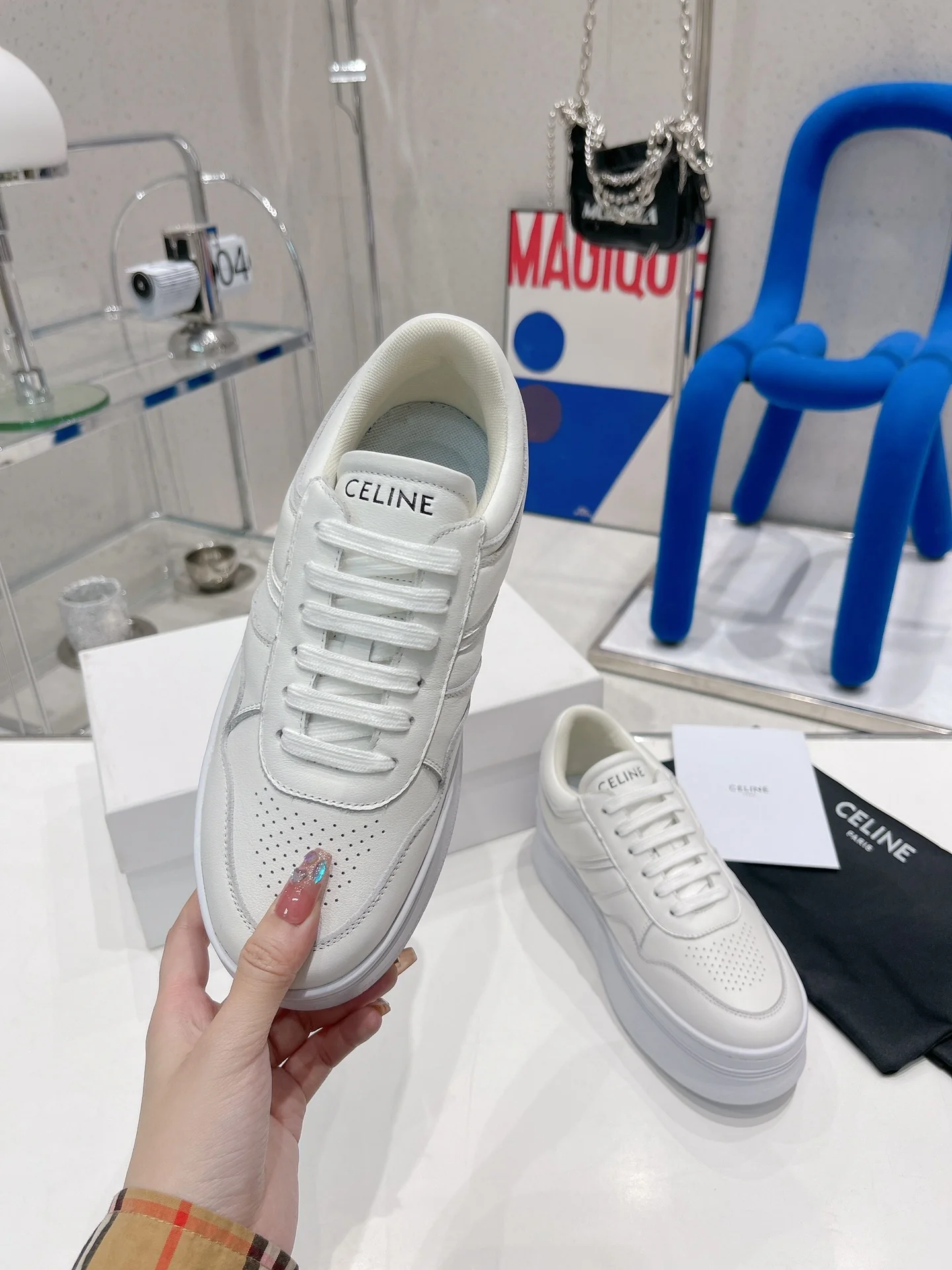 Белые кроссовки на платформе Celine - повседневная обувь, спортивная обувь - 1
