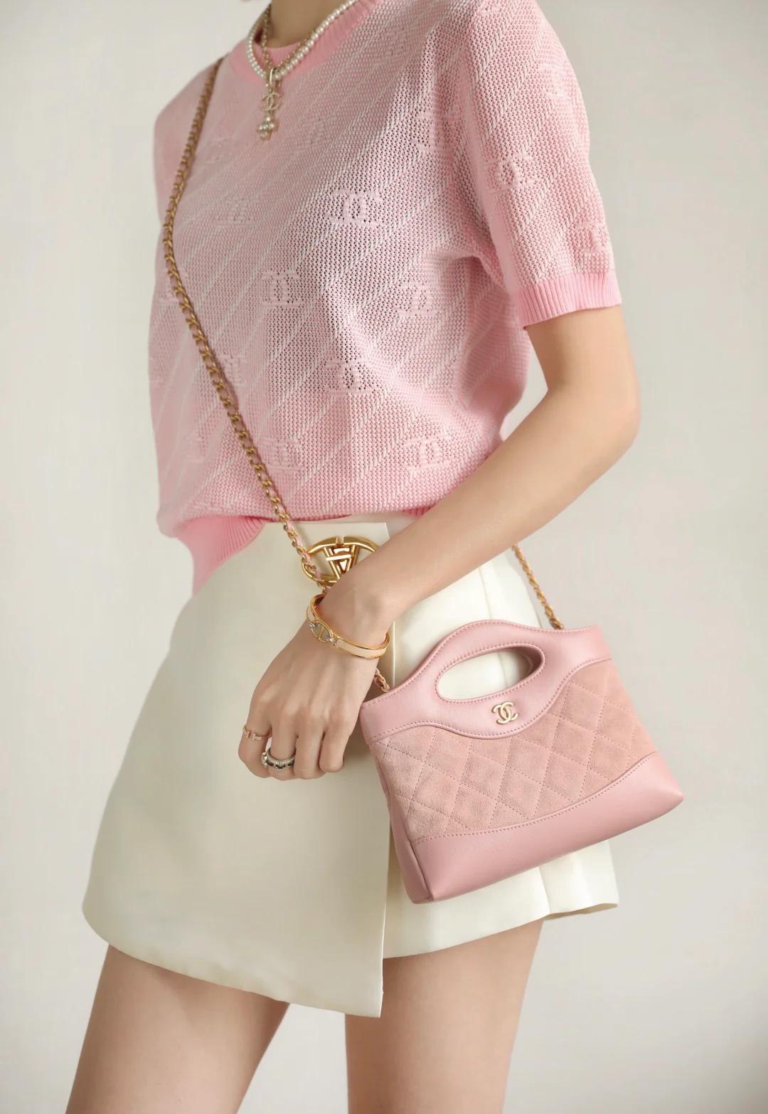 Сумка Chanel 25p nano 31, замша, розовая.