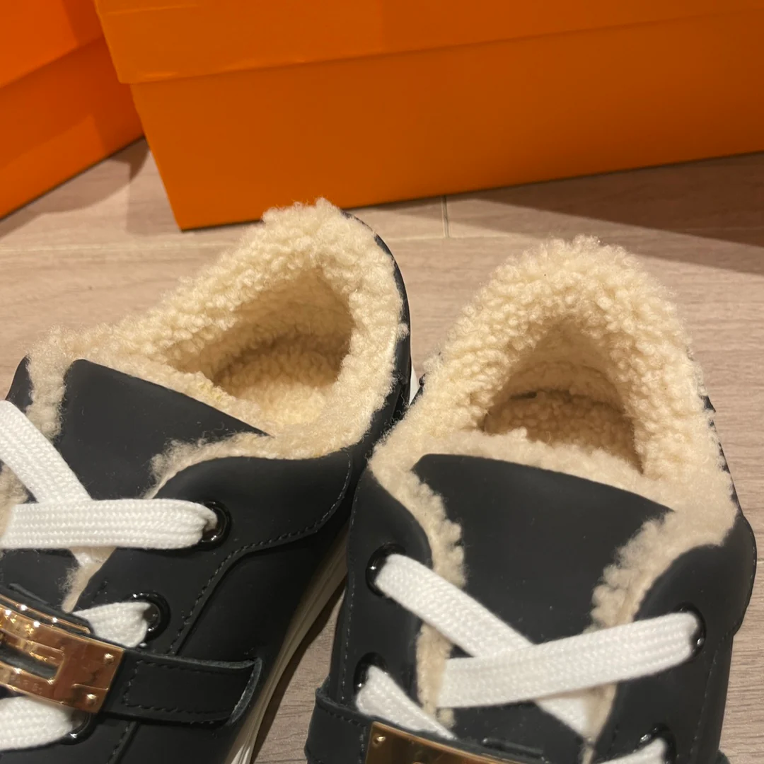 Высокие шерстяные кроссовки Hermes Kelly, низкие кроссовки унисекс, черные