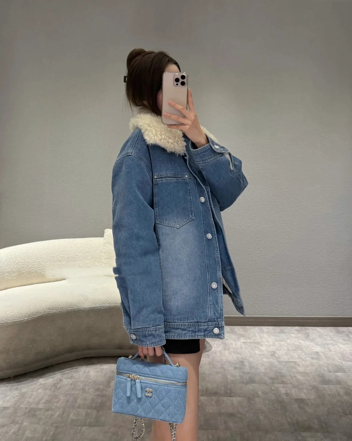 Сумка-органайзер Chanel-LP Denim Bento Bag - светло-голубая