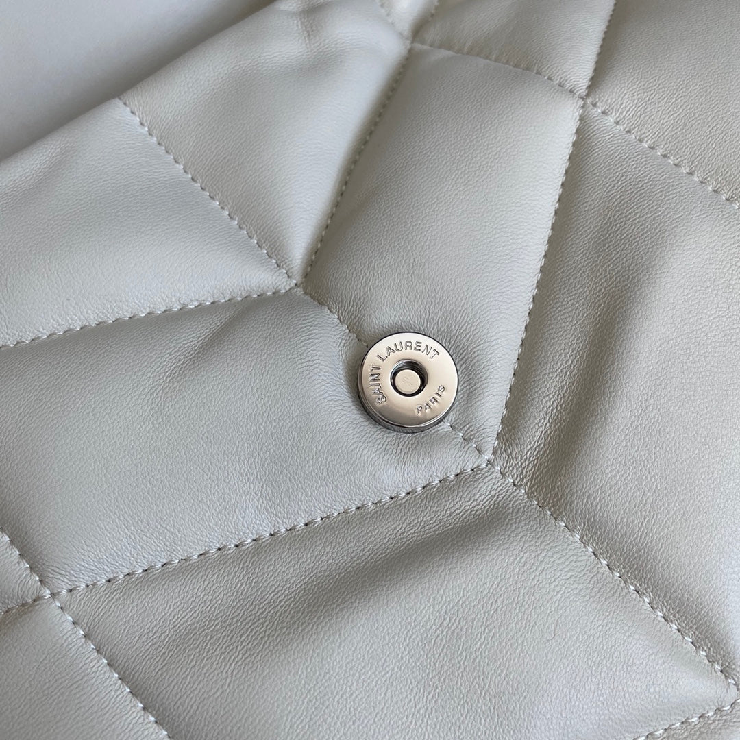 Сумка-пуховик YSL из овечьей кожи - белая - маленькая