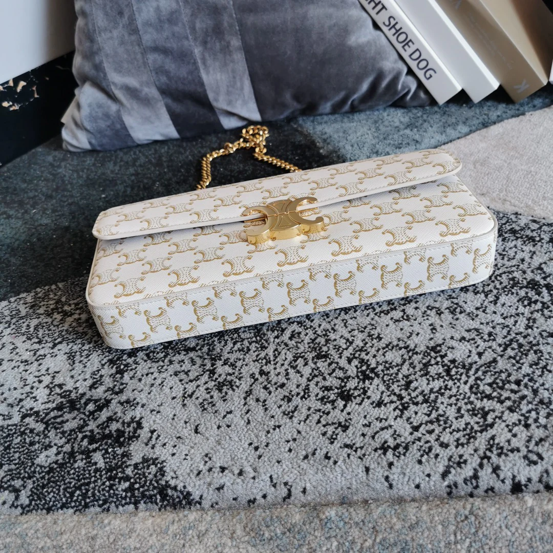 Celine - Удлиненная цепочка - Сумка под мышкой - Монограмма, белый цвет