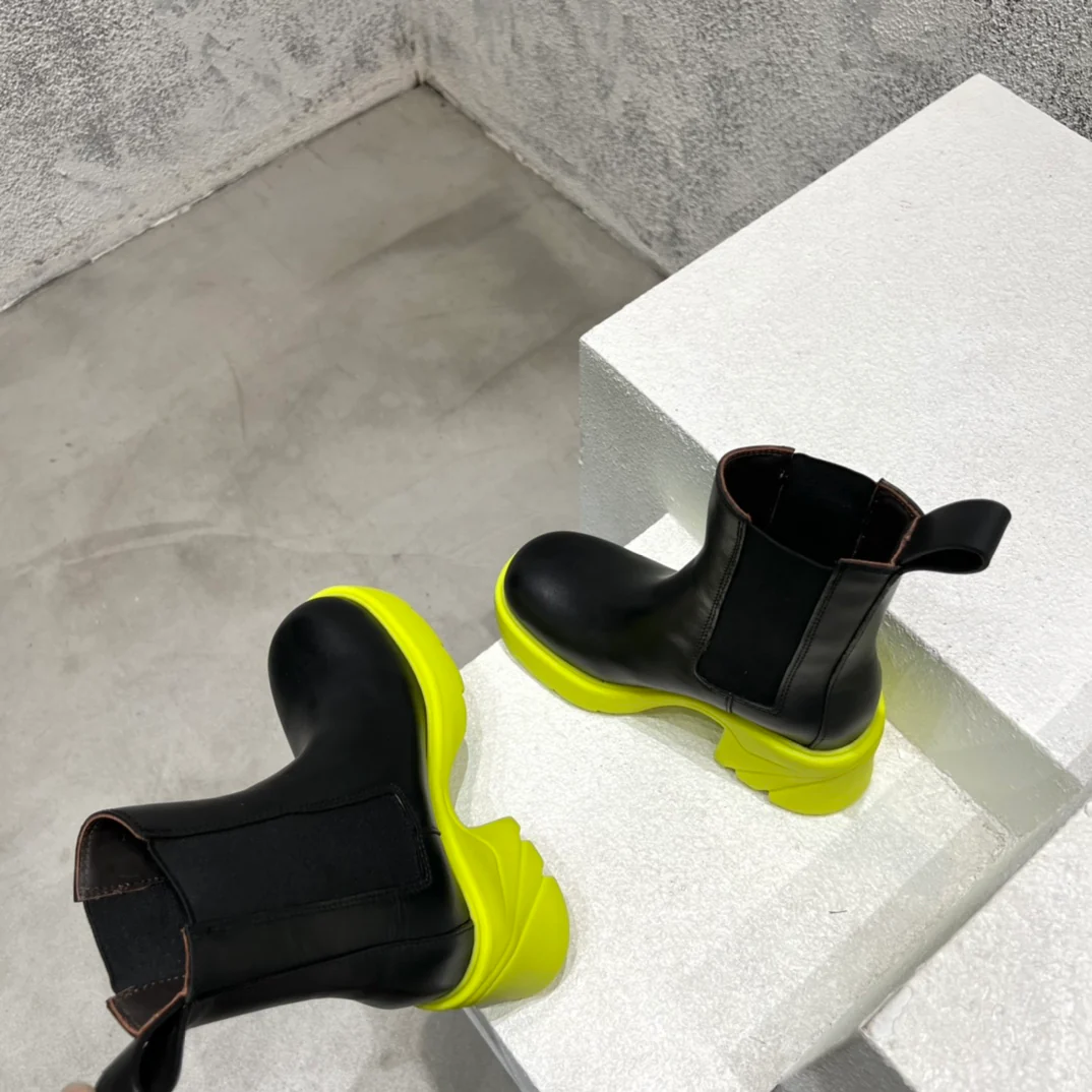 BV-22ss - Ботильоны на платформе до середины икры - Флуоресцентно-желтая подошва