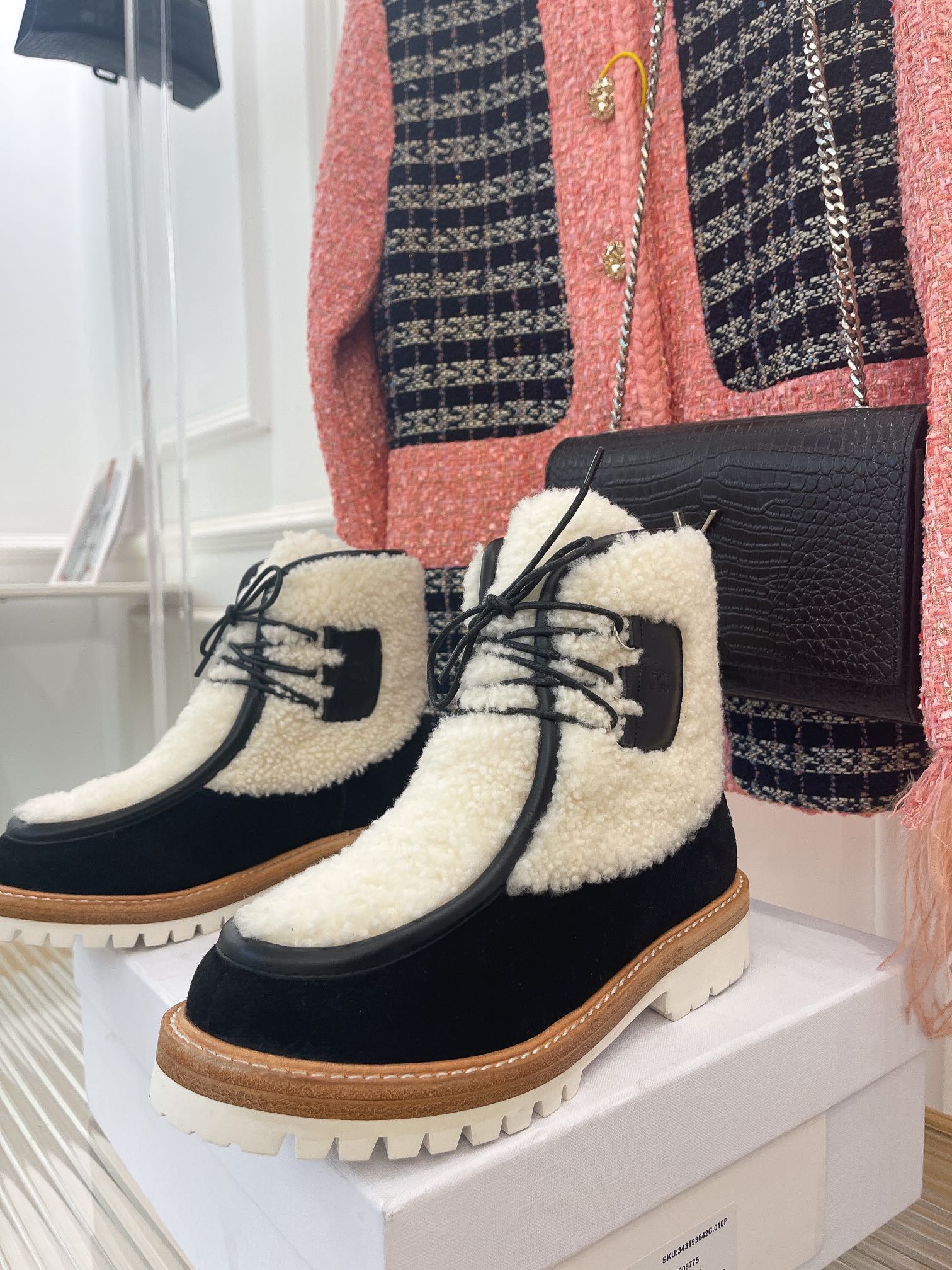 Celine - Сапоги для верховой езды из овчины - Унисекс - Черные