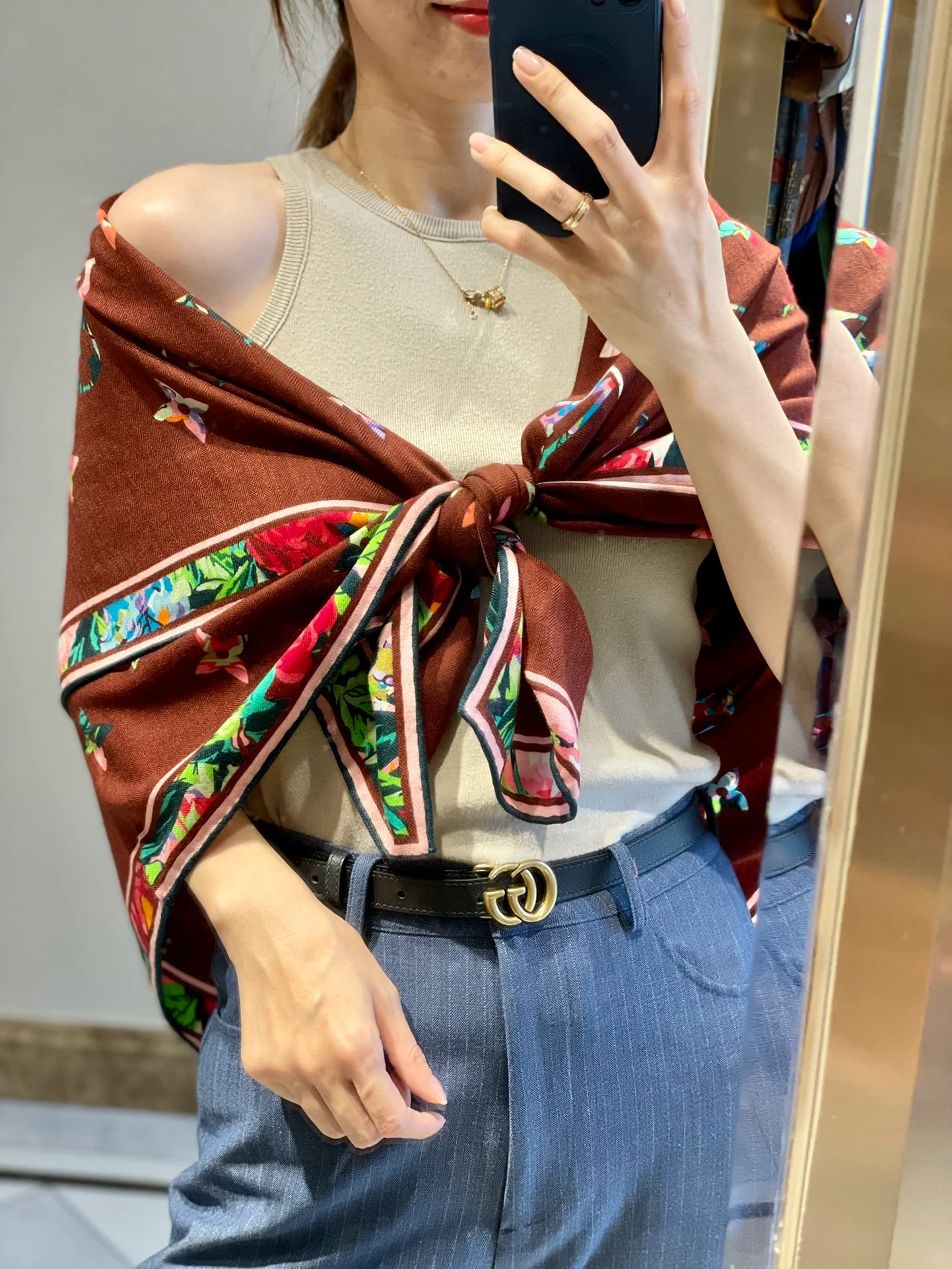 Шелковый платок LV Garden 110 см