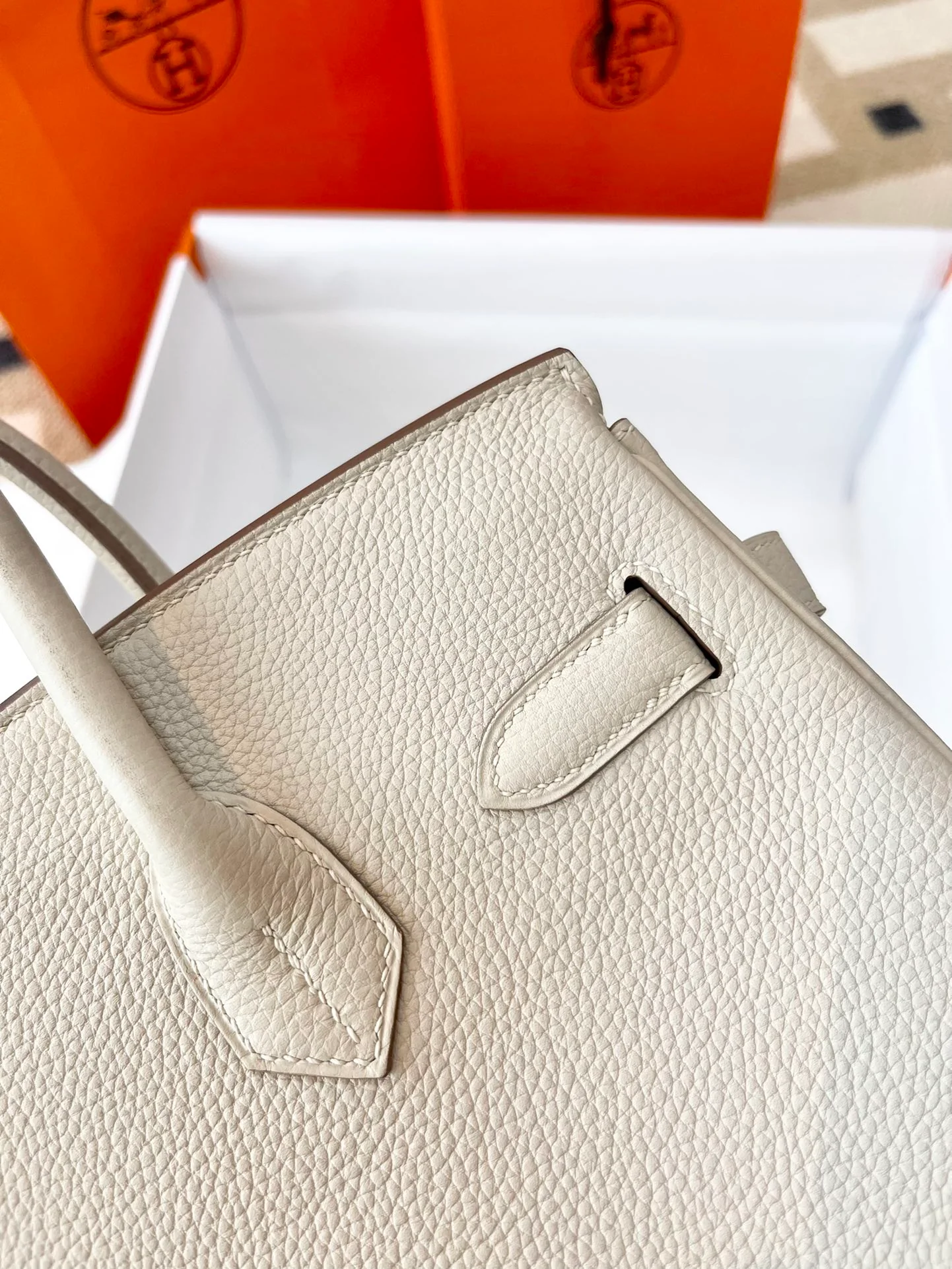 Hermes Birkin 30 Togo Milkshake White Silver Buckle