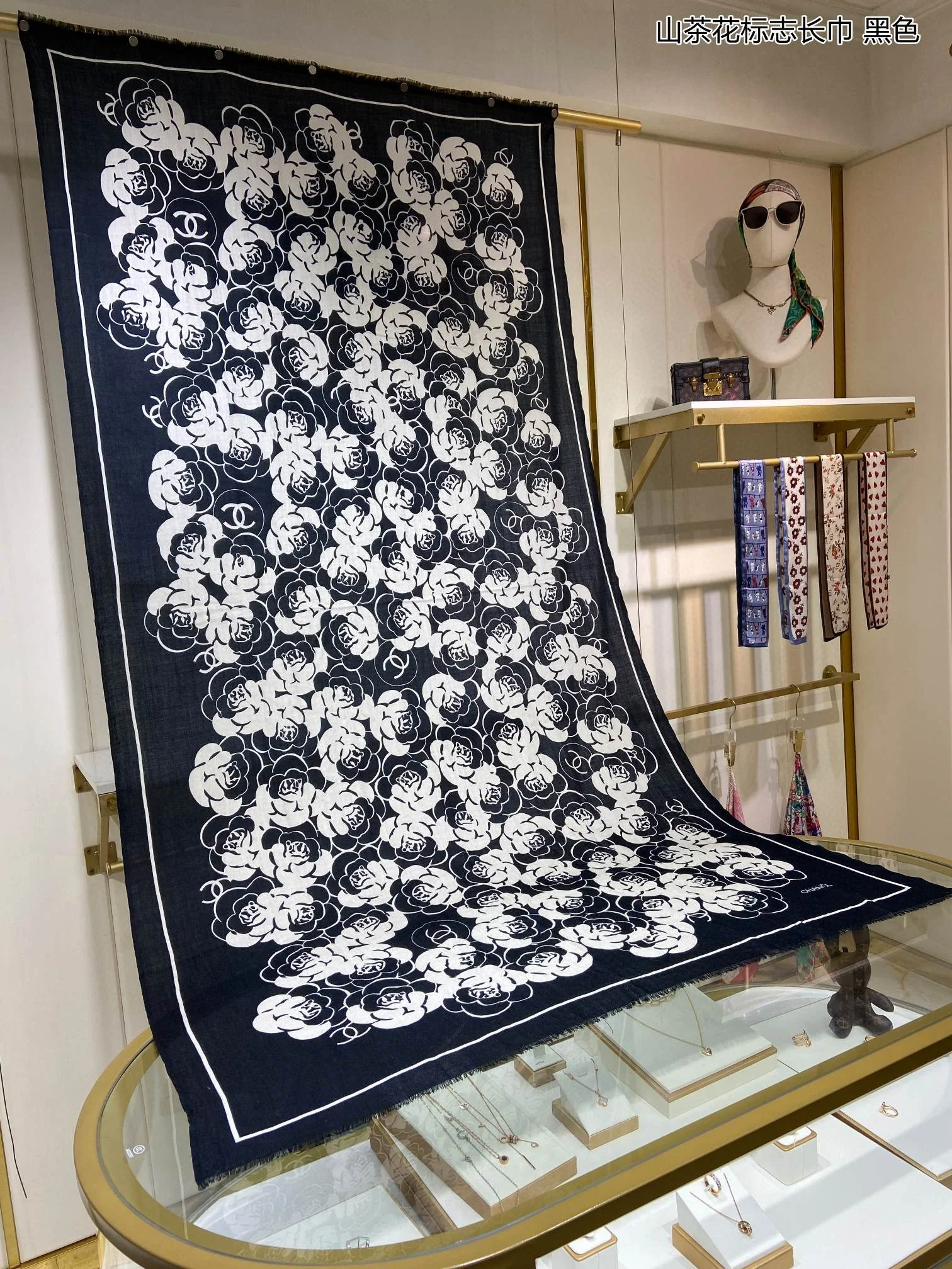 Длинный шарф Chanel Camellia - 110-200 см - 100% - Кашемир премиум-класса