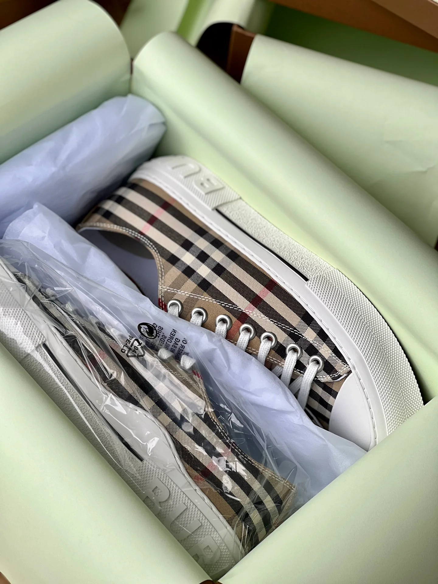 Burberry - Повседневные кроссовки - Парный стиль - Полосатая клетка