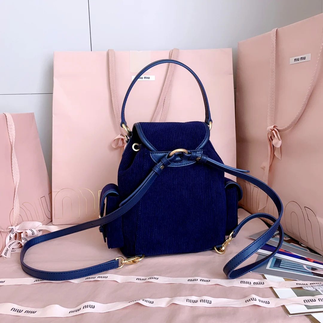 Рюкзак Miu Miu-5bz043 из вельвета - синий