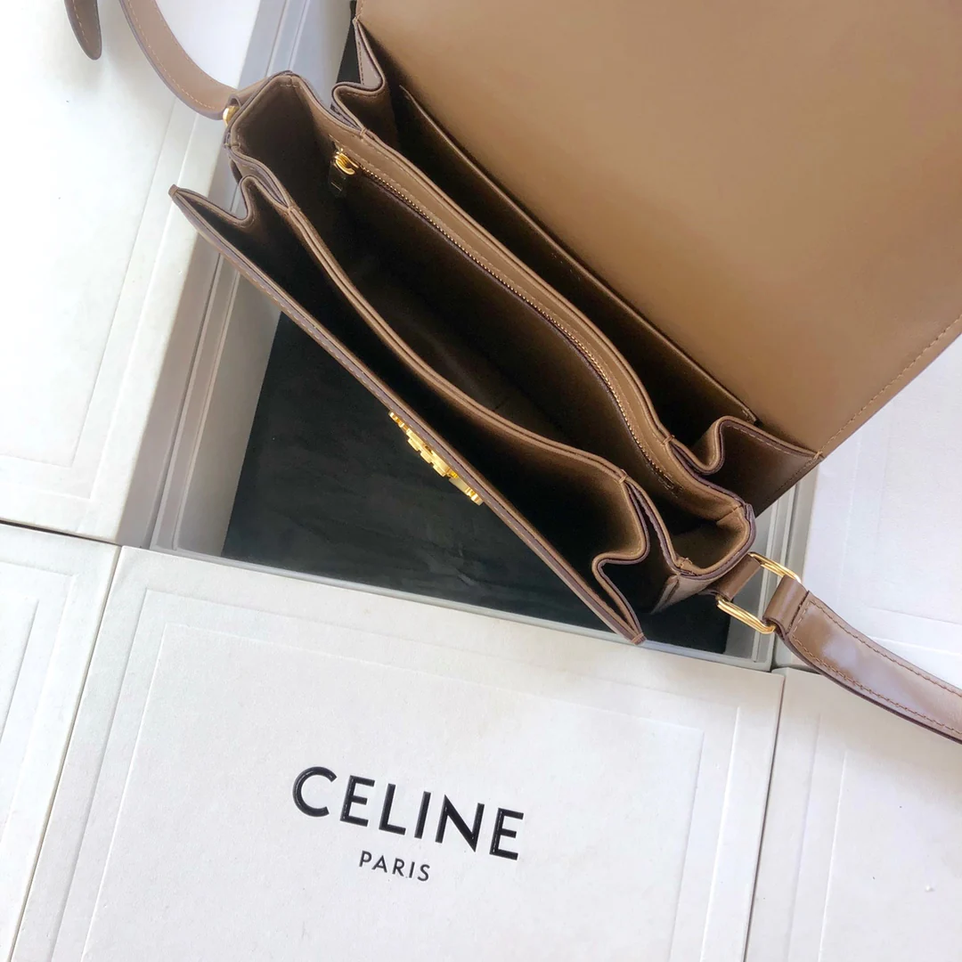 Celine Triomphe Medium Calfkin Brown
