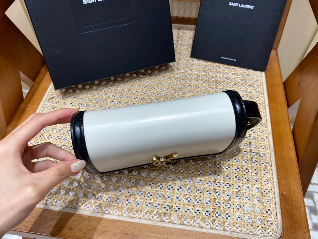 Сумка-мешок YSL Solferino Tofu Bag - бело-черная - 18 см