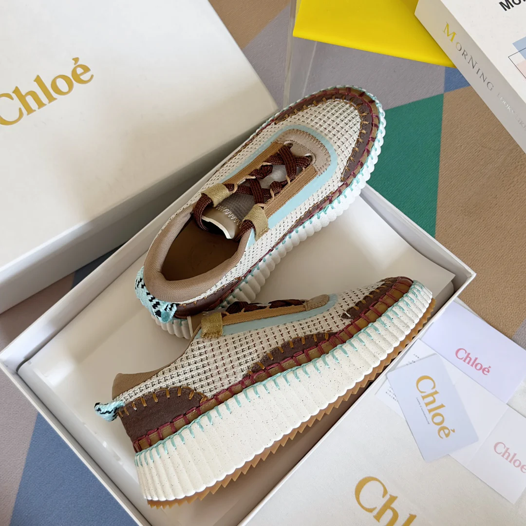 Кроссовки Chloe Nama из серии Rainbow - повседневные кроссовки с сетчатым верхом и цветовыми блоками - коричневые
