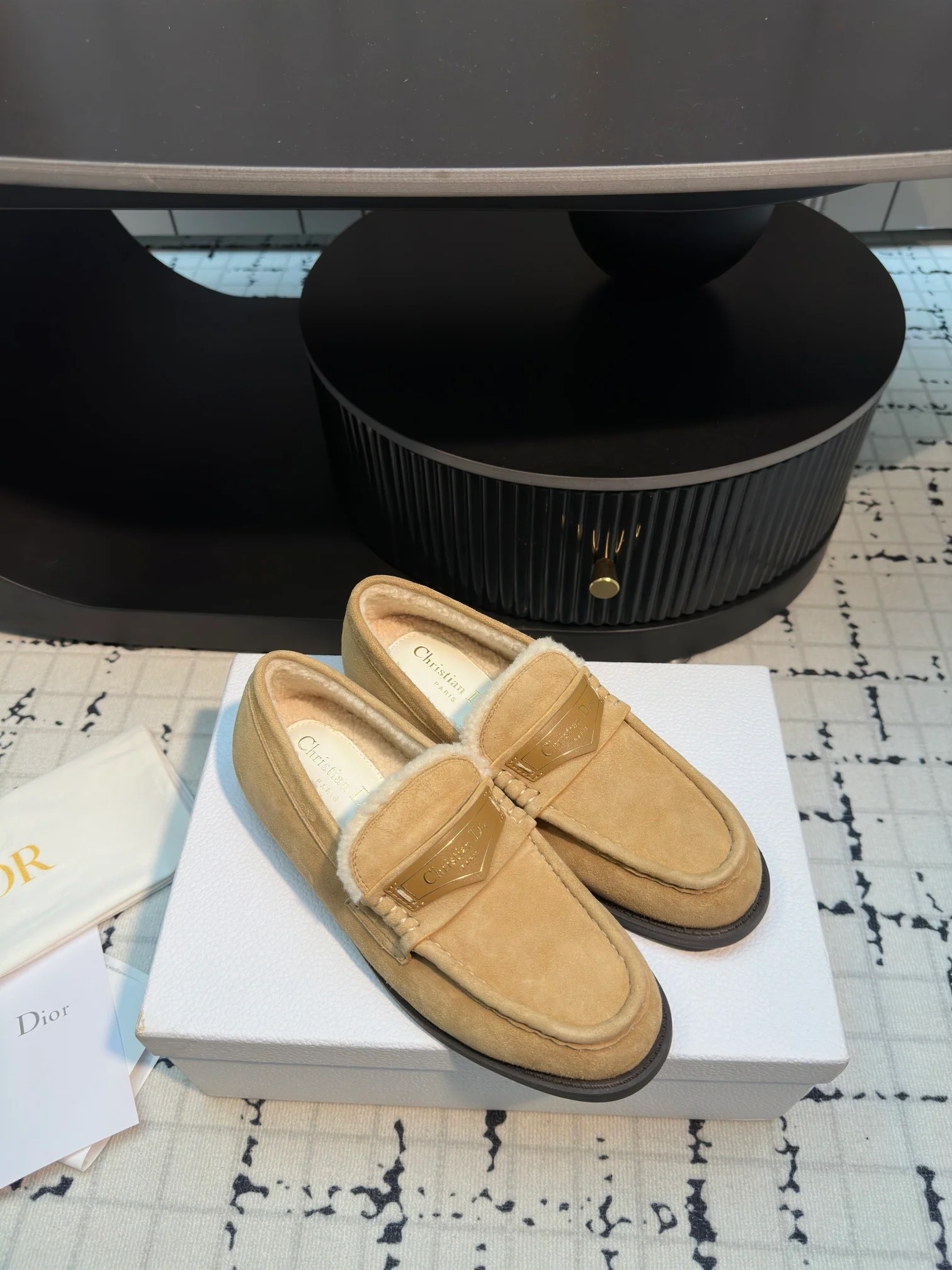 Шерстяные лоферы Dior 2024 - цвет хаки